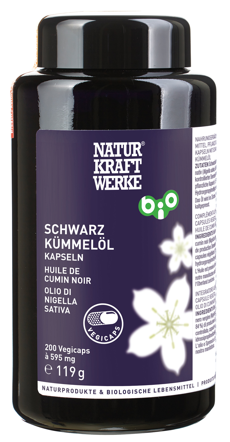 Schwarzkümmelöl 200 Vegicaps à 595 mg BIO/kbA