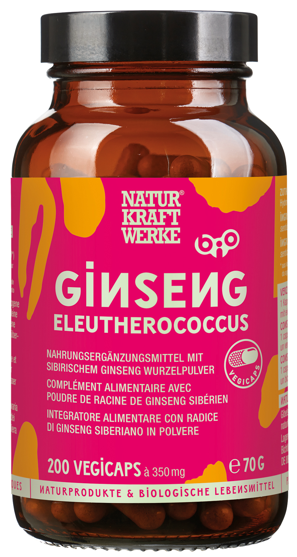 Ginseng Eleutherococcus 200 Vegicaps à 350 mg BIO/kbA