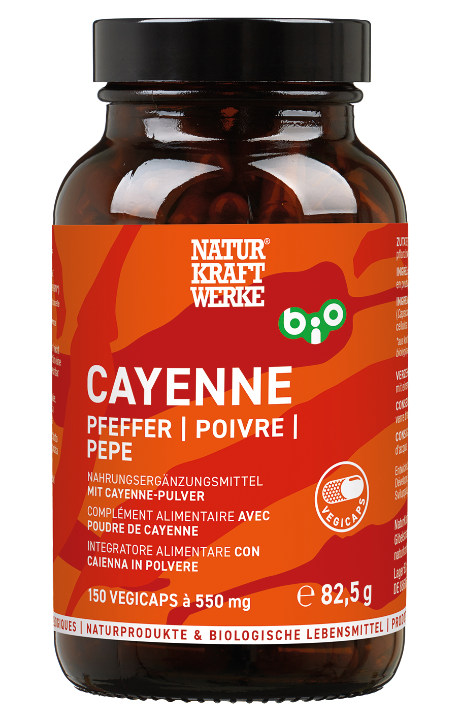 Cayenne Pfeffer 150 Vegicaps à 550 mg BIO/kbA
