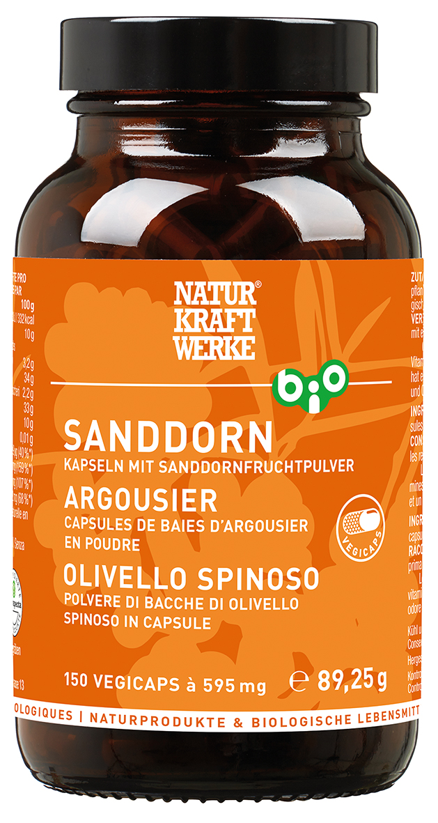Sanddorn_Kapseln_RGB Sanddorn 150 Vegicaps à 595 mg BIO/kbA