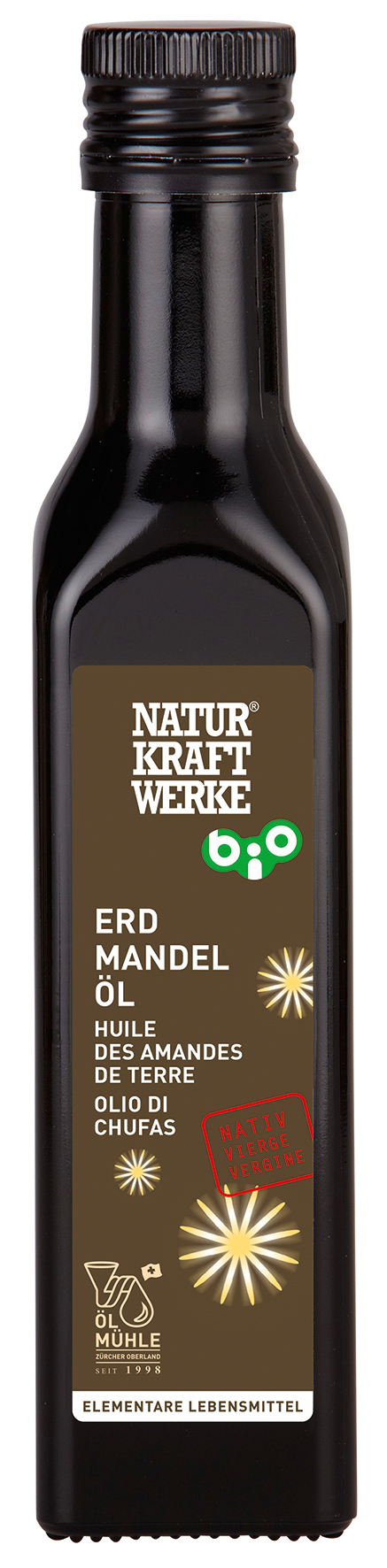 Erdmandeloel_250ml_RGB Erdmandelöl nativ 250 ml BIO/kbA