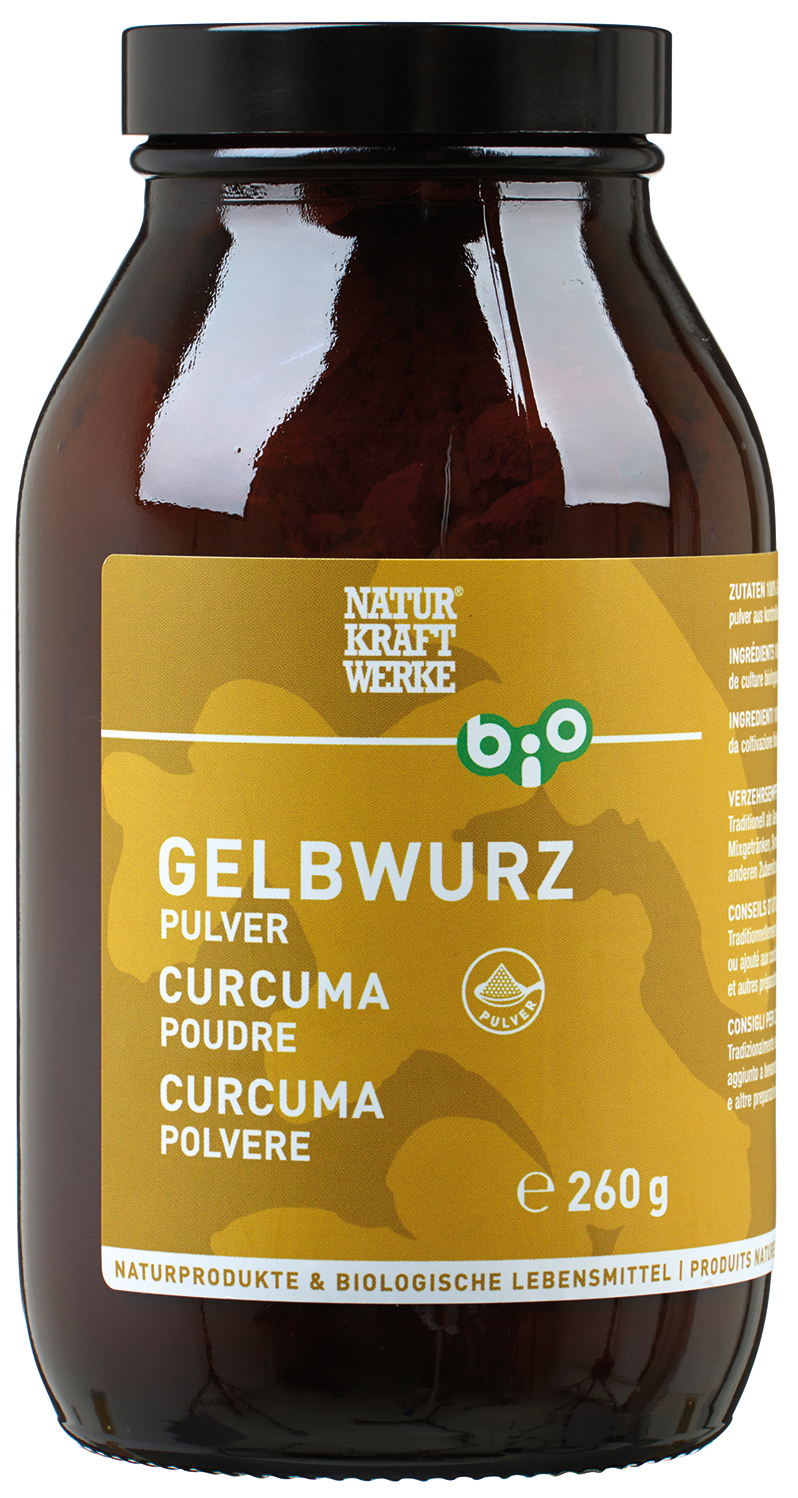 Gelbwurz-Pulver-Bio_260g_frontal_RGB Gelbwurz / Kurkuma Pulver 260 g BIO/kbA