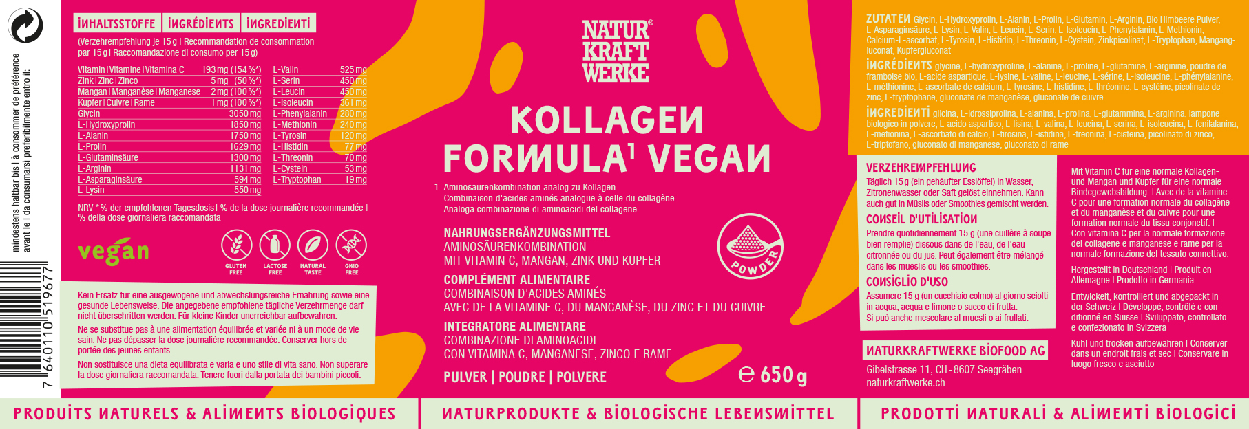 Kollagen Formula vegan 650 g
